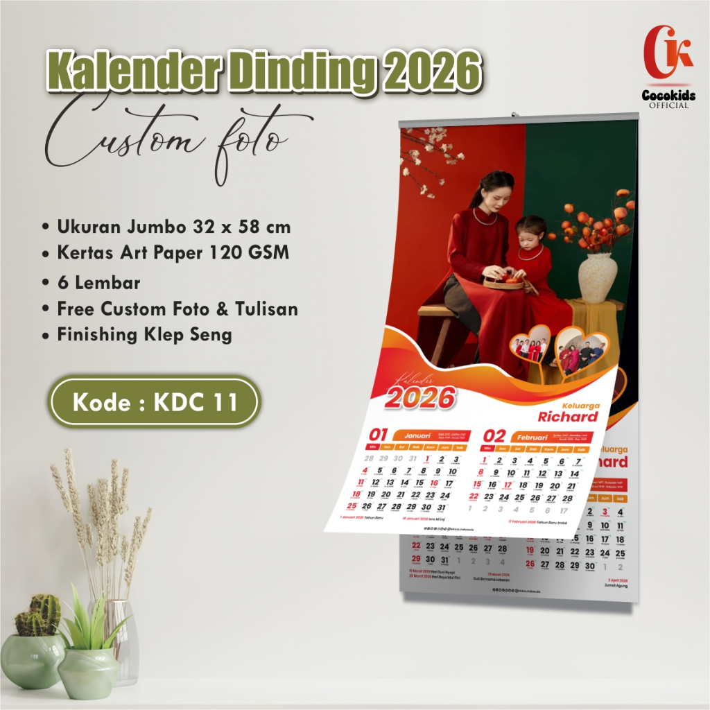 

Kalender Dinding Jumbo 2026 – Cocok untuk Keluarga FREE FOTO -Murah/Fungsional - Tebal/Bahan Premium