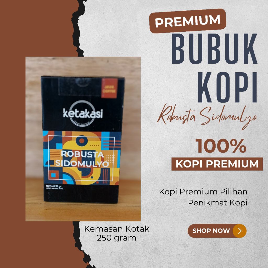 

Ketakasi Bubuk Kopi Robusta Premium Kemasan Kotak Hitam (250 gram)