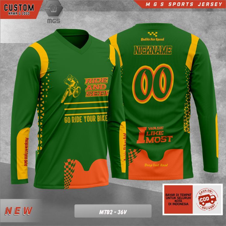 Baju Sepeda Gunung / Jersey Sepeda Gunung / Kaos Sepeda / MTB Full Print GRATIS TEMPEL NAMA & LOGO .