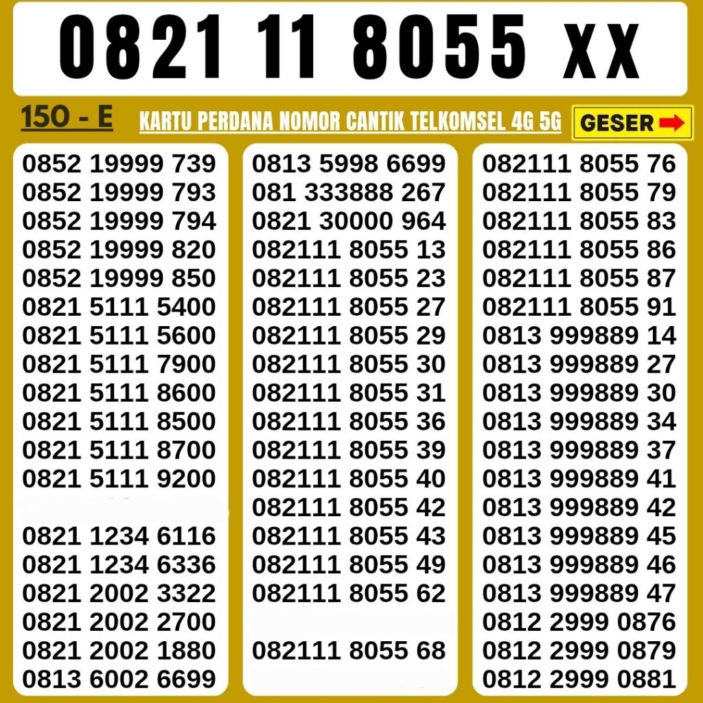 Kartu Perdana Nomor Cantik Telkomsel Simpati 4G 5G Telkomsel Nocan Simpati Nomer Cantik Telkomsel No