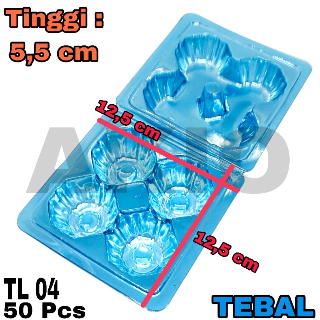 Mika Plastik Kotak Bening TELUR TELOR Isi 4 Egg Tray Wadah TEBAL GLX TL04 50 Pcs Ayam Bebek
