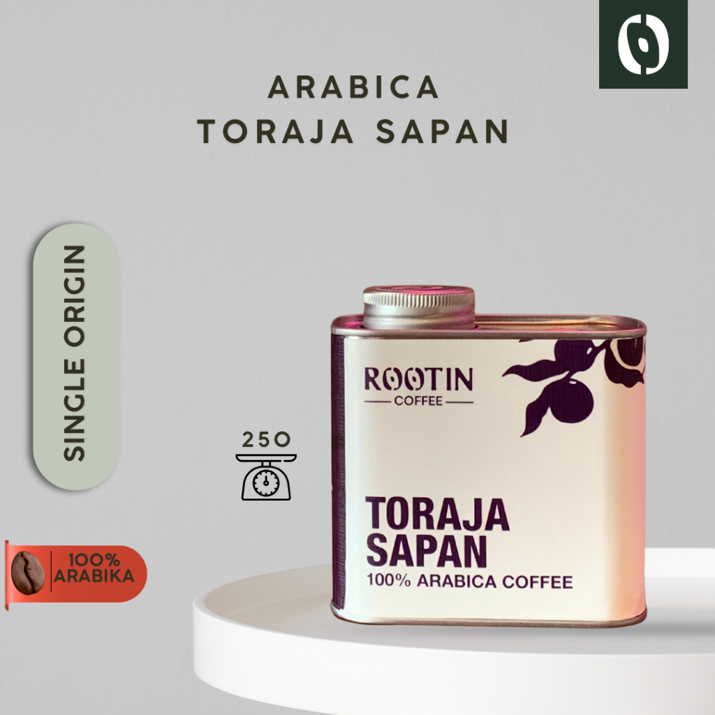 

Rootin Coffee Toraja Sapan Single Origin Arabika Roasted Beans Biji dan Bubuk Kopi / Tin 250gr