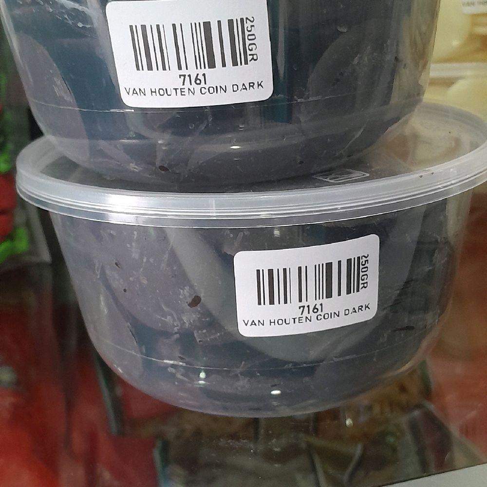 

VAN HOUTEN COIN DARK ECER 250GR, COKLAT DARK BENTUK COIN
