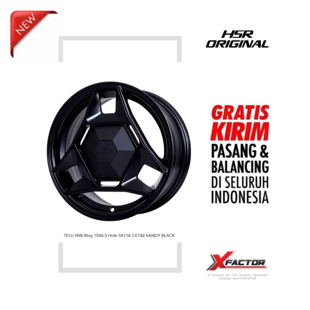 VELG R15 HSR TELU HSR R15X6,5 H5X114,3 ET42 SANDY BLACK