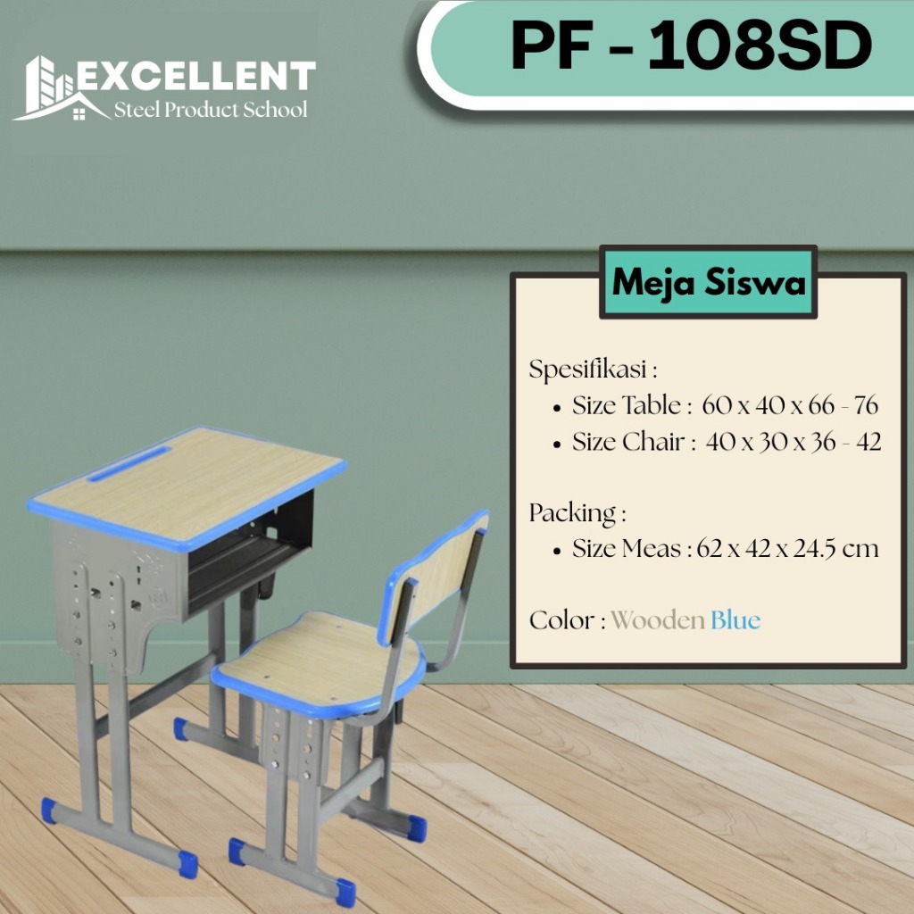 MEJA BELAJAR ANAK BESI + KURSI BESI / KURSI + MEJA  SEKOLAH IMPORT
