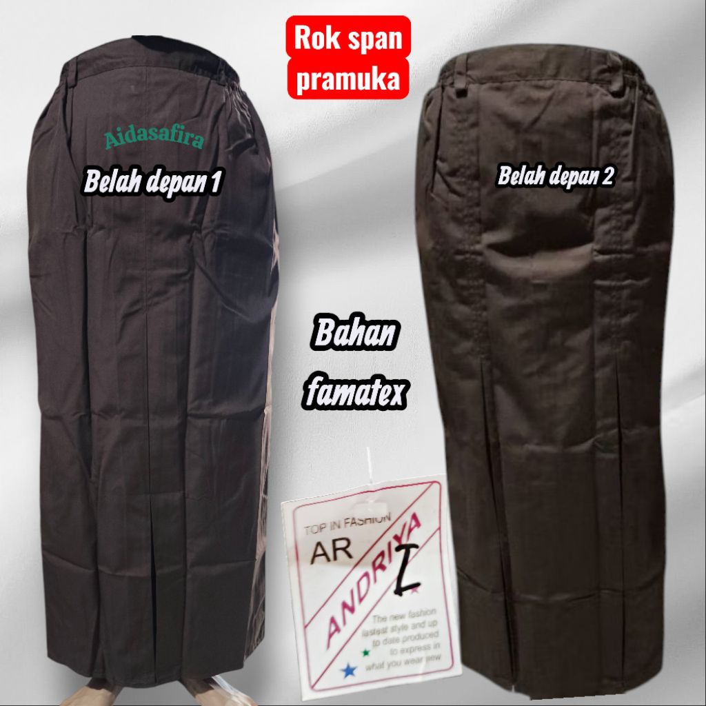 (PELANGI/ANDRYA)ROK PRAMUKA SPAN BELAH DEPAN/ROK SPAN PRAMUKA TSANAWIYAH/ALIYAH