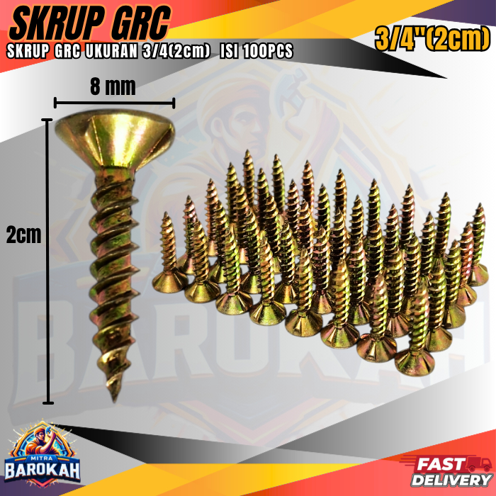 PAKET ISI 100 PCS Sekrup GRC / Skrup GRC Carsli Board Screw 3/4 inch / Sekrup GRC Tajam Presisi 3/4"