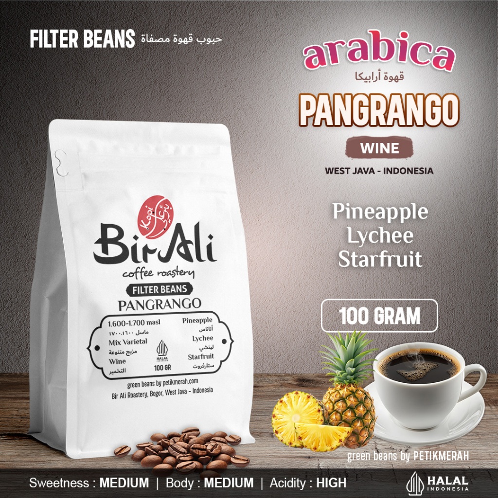 

PANGRANGO WINE Filter Beans Biji Kopi Bubuk Saring Fermentasi Arabika Arabica Petik Merah 100 Gram