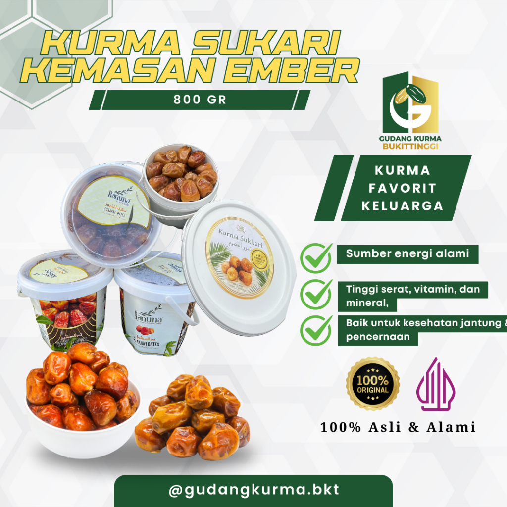 Kurma Sukari 800gr Asli Premium Al-Qassim Sukkari Ranuna, Castle Farm Kemasan EmberOriginal 100% Lem