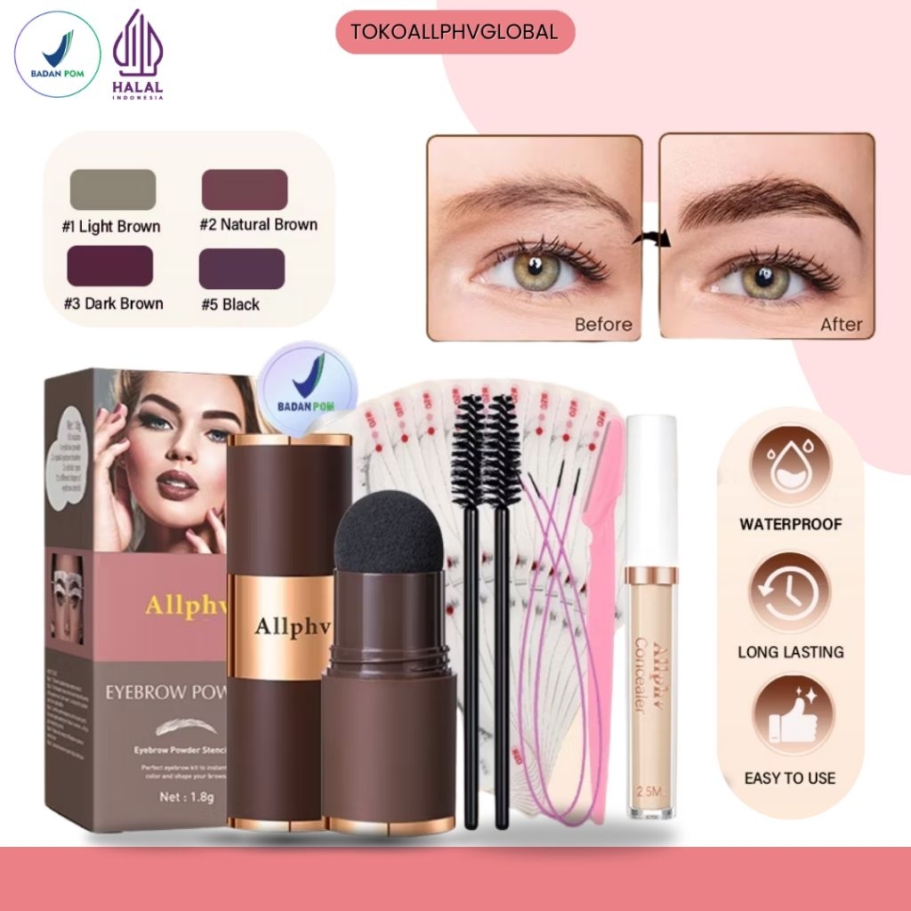 Allphv Eyebrow Powder Stamp Waterproof cetakan Alis tempel tali