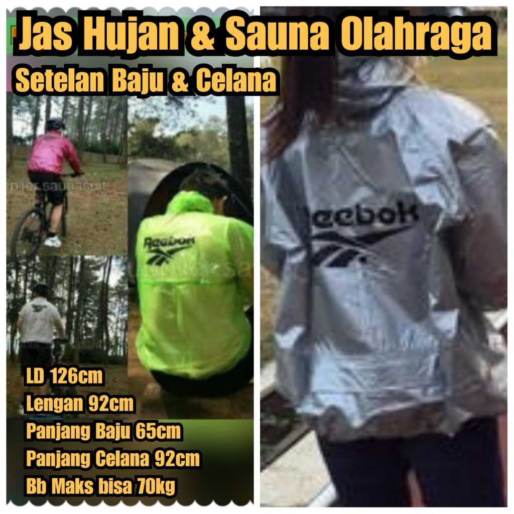 jas hujan setelan baju celana Olahraga untuk sauna Maks BB 70KG jas hujan dan sauna suit Olahraga