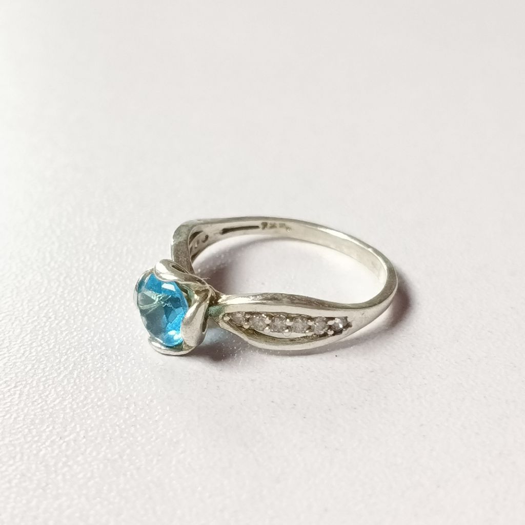 Cincin Perak Asli 925 Model Permata Biru/Cincin Perak Terbaru/Cincin Pria Wanita Dewasa/Perak 925/La