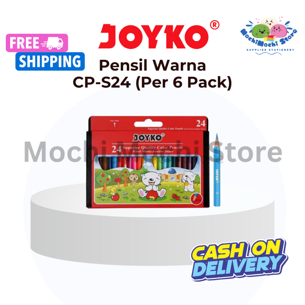 

PER 6 PACK Pensil Warna Joyko Pendek CP-S24 | 24 Warna | Colour Pencil Mini Short | Pensil Warna Mini Short | Coloring Pencil | Pensil Warna Pendek | Color Pencils Hexagonal Grip