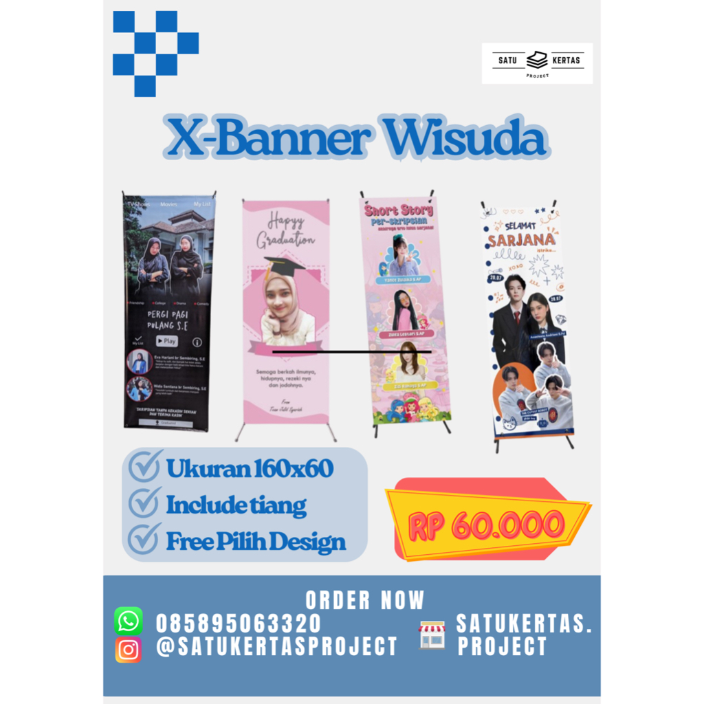 paket x banner+tiang  | banner wisuda | cetak kilat 1 Hari jadi | x banner murat | banner wisuda mur