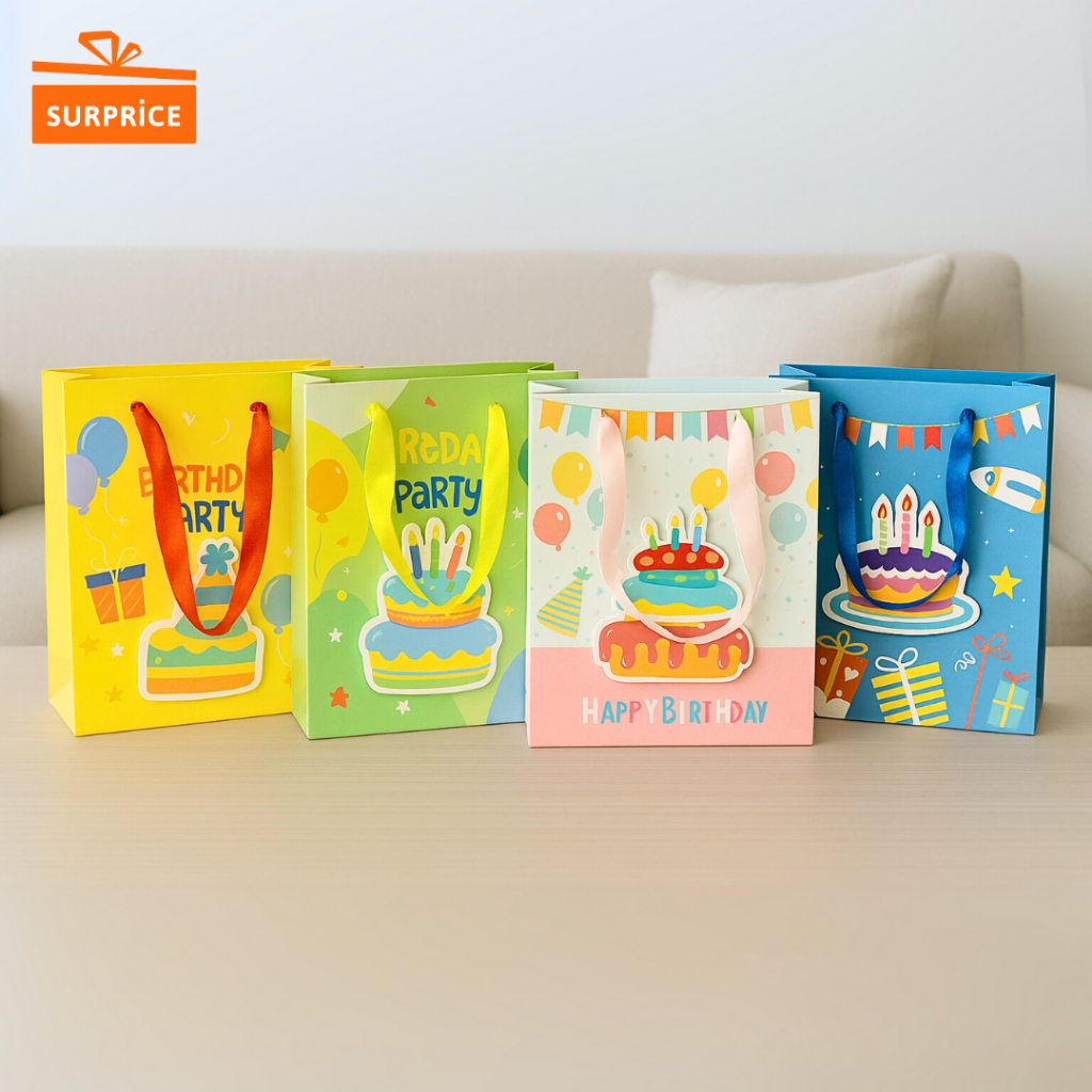 

Surprice Paperbag Tali Pita 18x23x10 cm Motif Kue Ulang Tahun / Paper Bag / Goodie Bag / Tas Kado / Tas Hadiah / Paper Bag Hampers / Paper Box Kado Hadiah Ulang Tahun