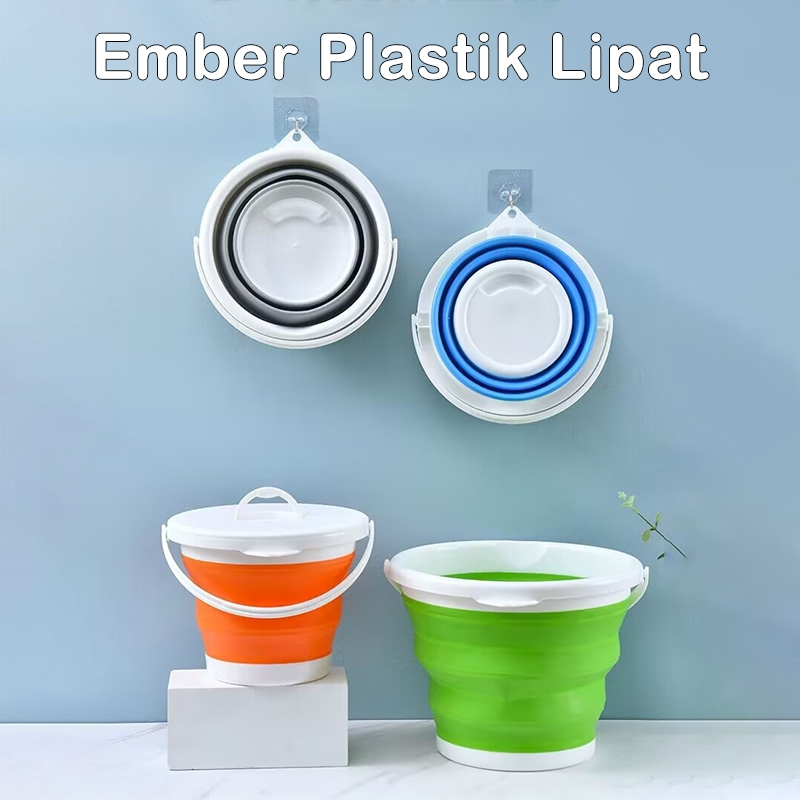 Ember Lipat Dengan Penutup Multifungsi Portabel Luar Cuci Mobil Memancing Plastik Rumah Tangga Ember
