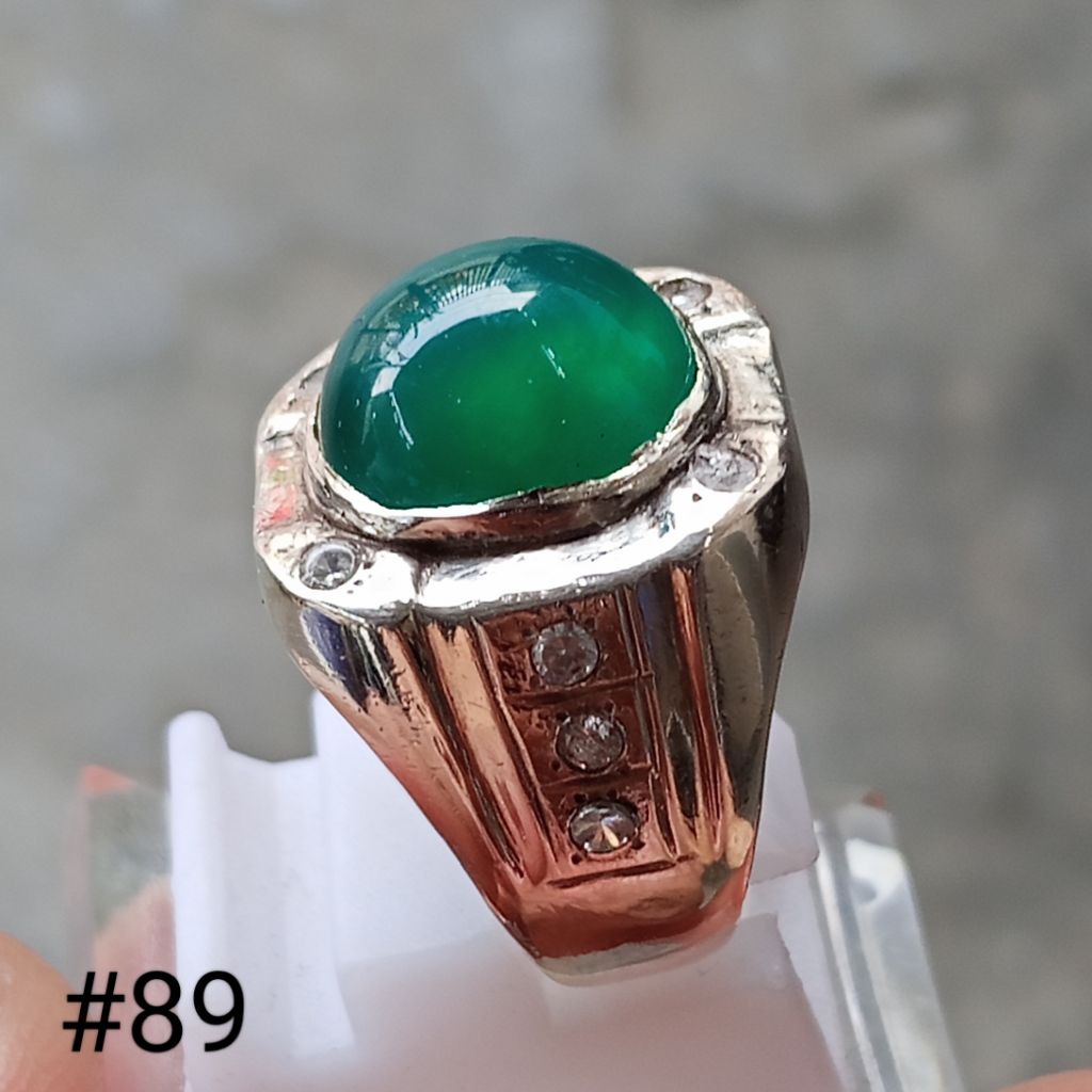 cincin perak, batu natural bacan gulau #89