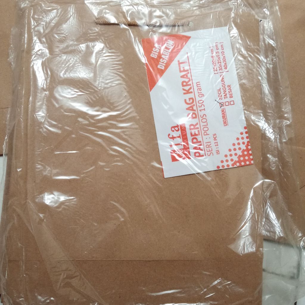 

CUSTOM PAPERBAG KRAFT SERI POLOS 150 GRAM 30 x 40 x 8 cm 30*40*8 cm BERTALI TAS KADO TAS POLOS