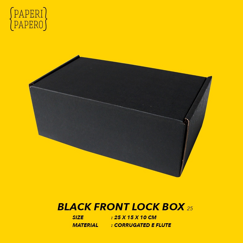 

Black Front Lock Box (25 x 15 x 10 cm) - Kotak Hampers Hitam (1 Pcs)