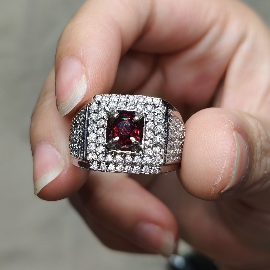 Natural Ruby NTE Mozambique 0,75ct Pigeon Blood Ring Silver Microsetting Memo Skylab