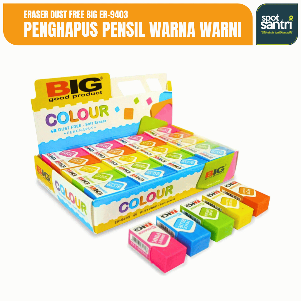 

Penghapus Warna Warni Setip Pensil | Eraser Dust Free BIG ER-9403 [PCS]