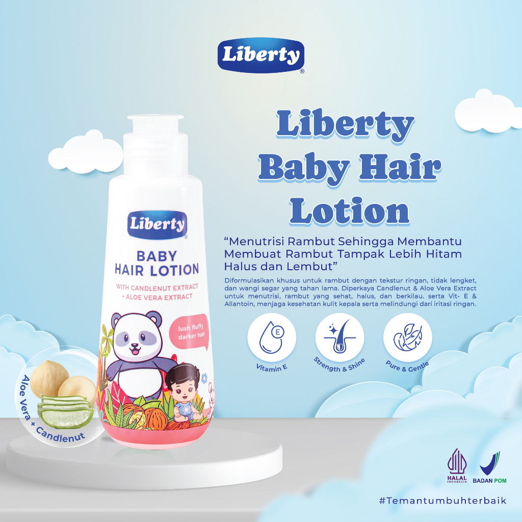 Liberty Baby Hair Lotion Candlenut & Aloe Vera Extract 150ml | Lotion Rambut Bayi Lembut, Tebal, Mer