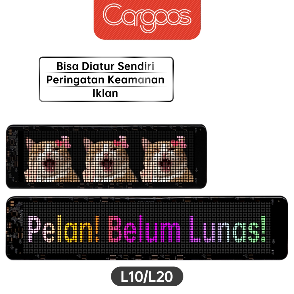 Cargoos L10 L20 car LED screen Layar LED Mobil Fleksibel Lampu Peringatan Custom Teks Dukungan Aplik