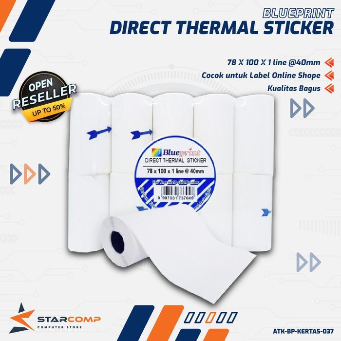 

Direct Thermal Sticker Label Resi Portable BLUEPRINT 78x100 40mm isi 90 pcs