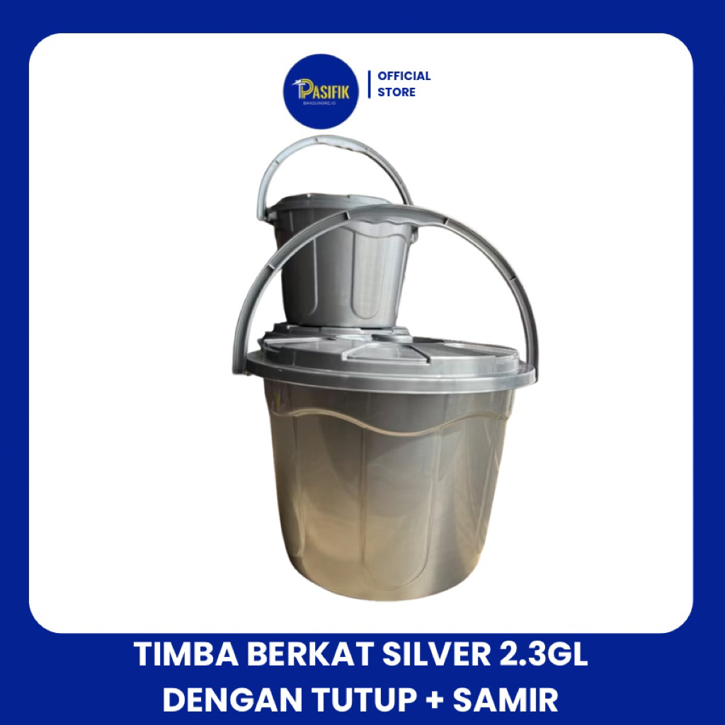 TIMBA BERKAT SILVER DENGAN TUTUP DAN SAMIR / WADAH BERKAT MODEL TIMBA