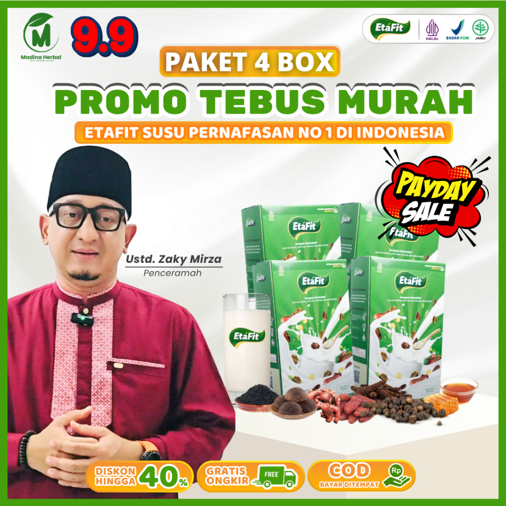 

ETAFIT - Obat Herbal Pernafasan - Susu Kambing Etawa Murni 100% Asli Original - Paket 4 Box