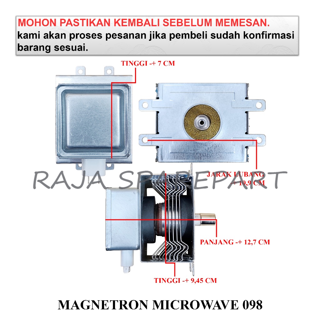 MM98 MAGNETRON MICROWAVE OVEN / MAGNETRON MICROWAVE 098