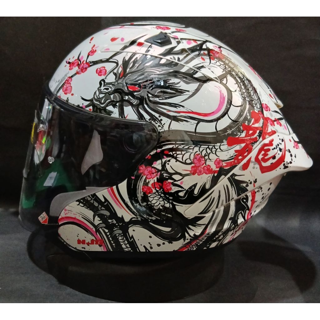 HELM NJS KAIROZ MOTIF SHENLONG - HELM NJS KAIROZ HALF FACE MOTIF SHENLONG