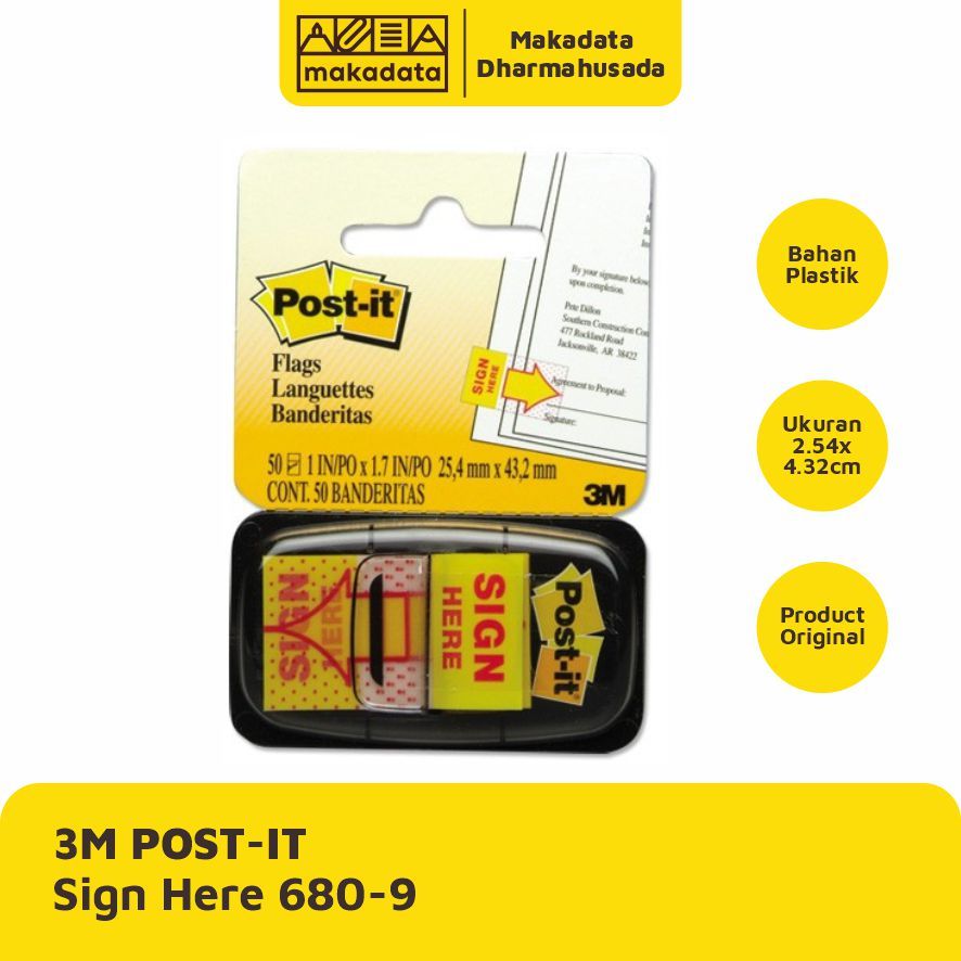 

INDEKS & MARK | POST IT STICKY NOTE SIGN HERE 3M 680-9 (1 PCS)
