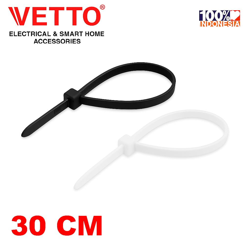 

VETTO Kabel Ties 4,8 x 300mm (30CM) / Cable Tie / Kumis Kucing Isi 50 Pcs