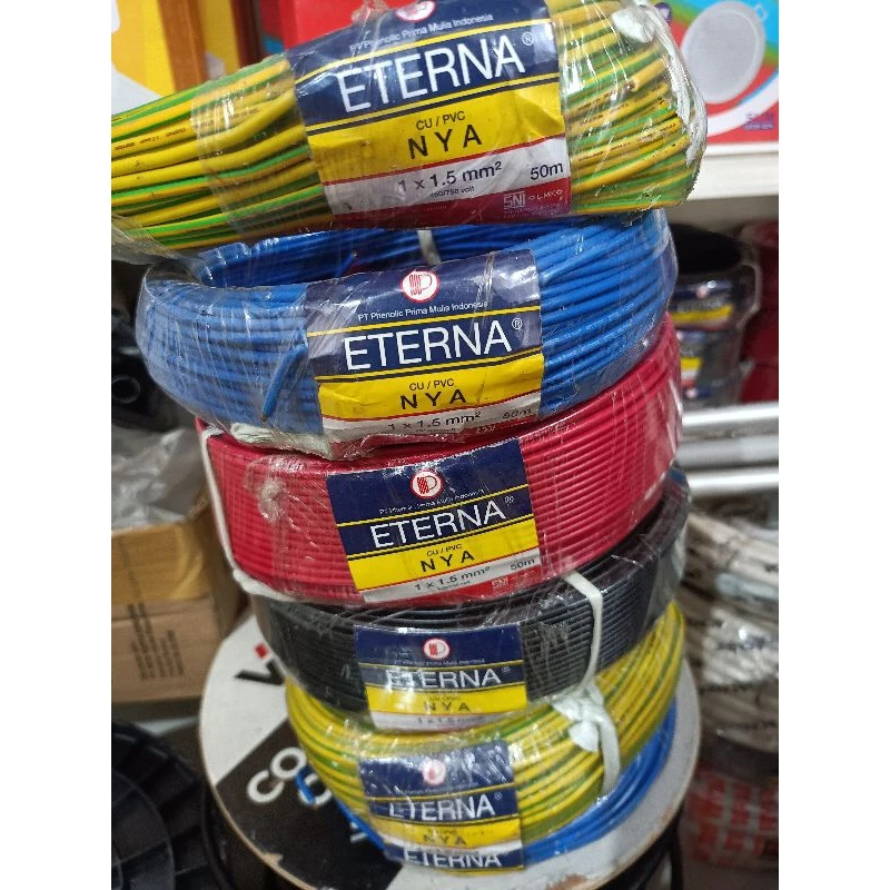 Kabel NYA Eterna 1,5 mm 1.5 SNI LMK 50m 50 meter Engkel Instalasi Rumah