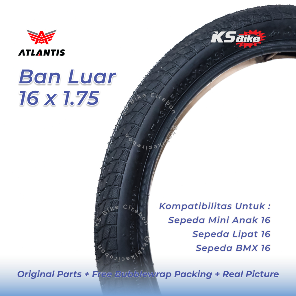 Ban Luar Sepeda 16 x 1.75 Atlantis BMX Lipat Mini City Touring Anak MTB Ring 16 – Toko Sepeda KS Bik
