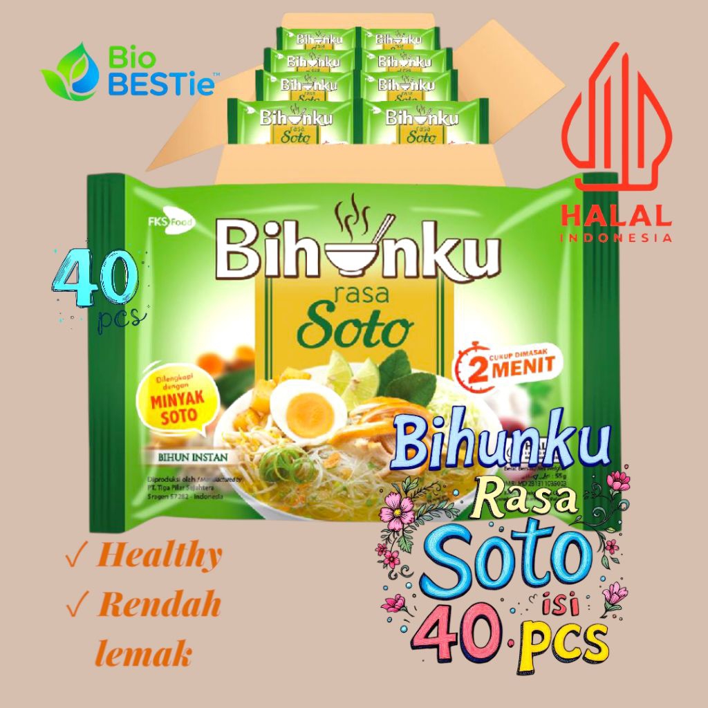 

Bihunku Instan - Soto - 1 karton - 40 Pcs - 55gr