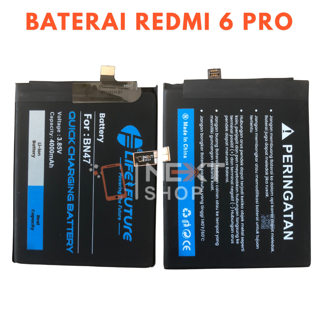 BATERAI XIAOMI REDMI 6 PRO / BN47 DOUBLE POWER LIFE FUTURE