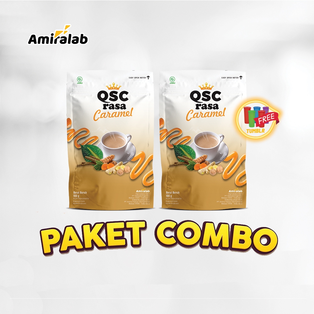 [KHUSUS LIVE] PAKET HEMAT 2 POUCH (FREE TUMBLER) AMIRALAB QSC FEMALE rasa CARAMEL Obat Pelancar Haid