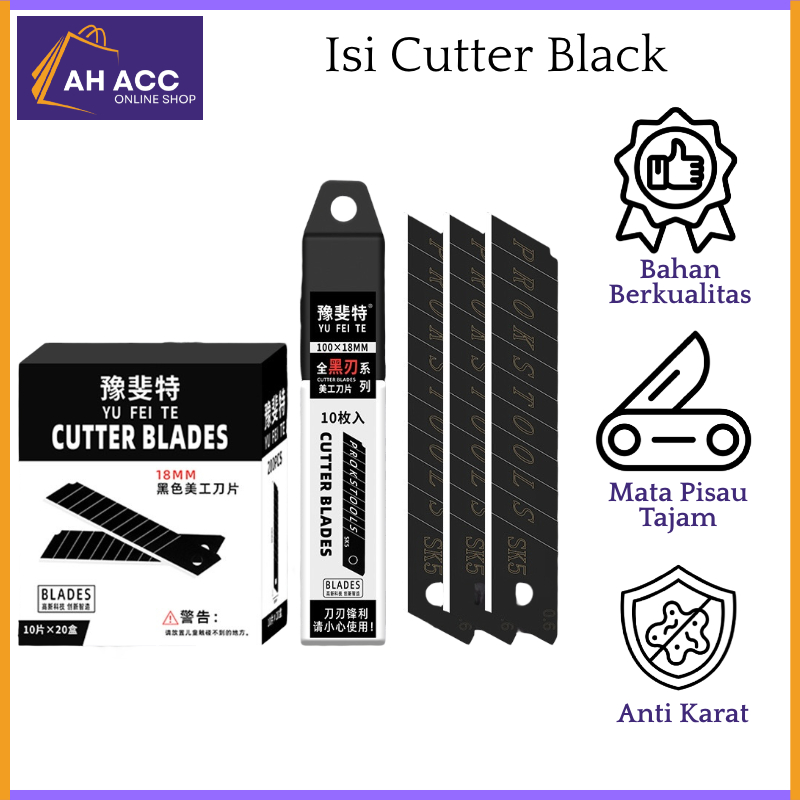 

[AH] Isi Ulang Cutter Hitam Besar 1 Tube (10pcs) | Refill Cutter L150 | Cutter Refill SK5 Premium Isi 10 Pcs