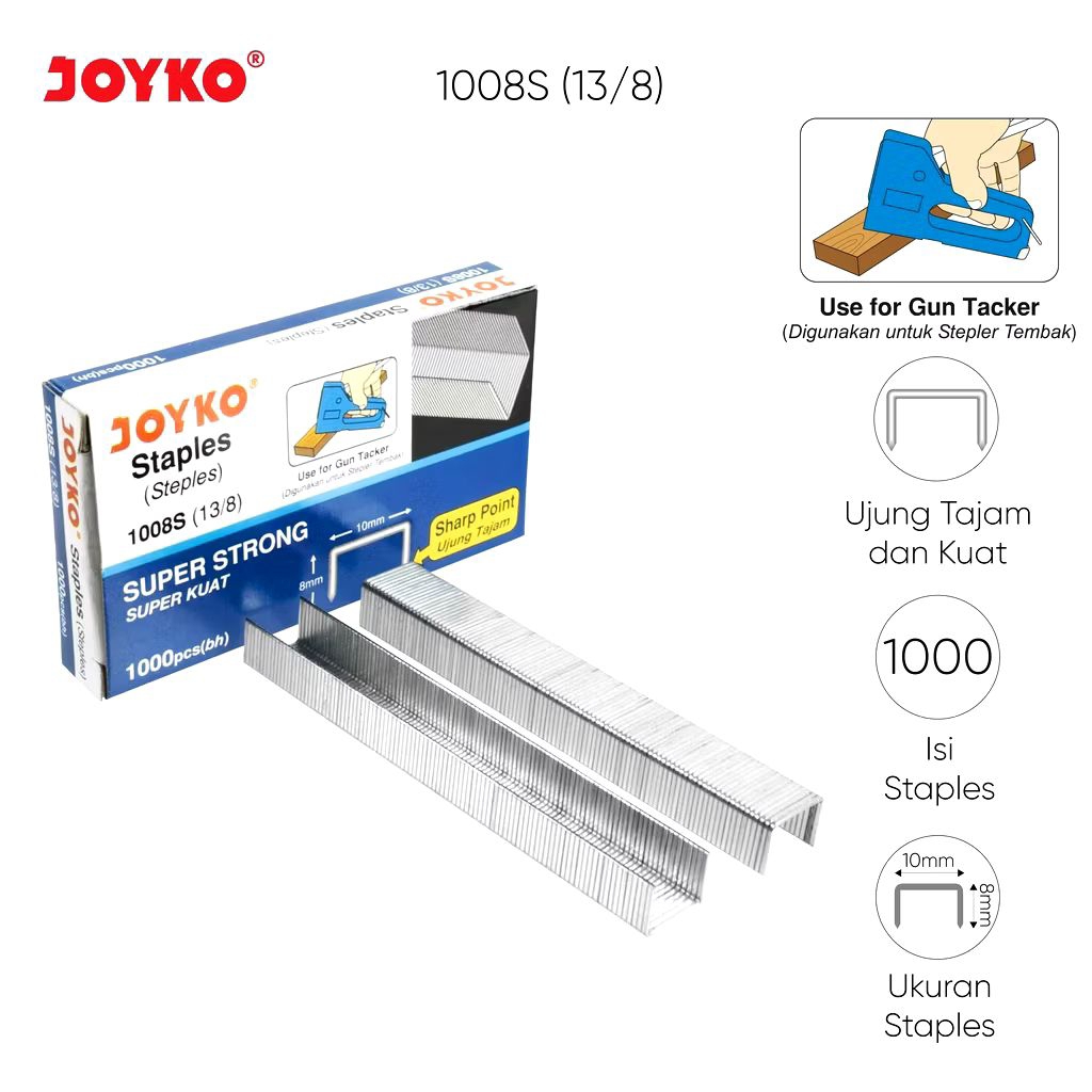 

Joyko 1008S 13/8 | Refill Stapler Tembak | Refill Stapler | Isi Staples | Refill Gun Tracker GT-700 | GT-701 | GT-702