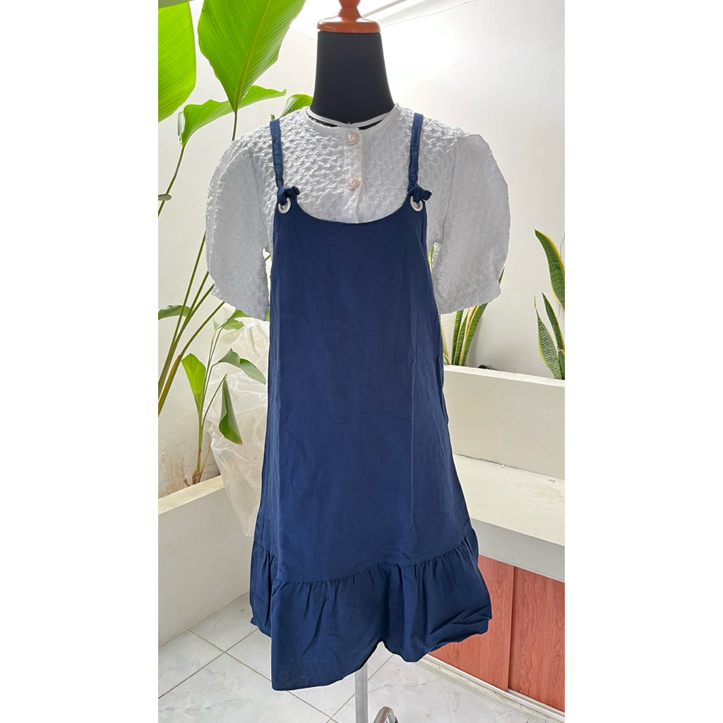 overall dress vintage korean style / overall dress lucu korea (tanpa inner)