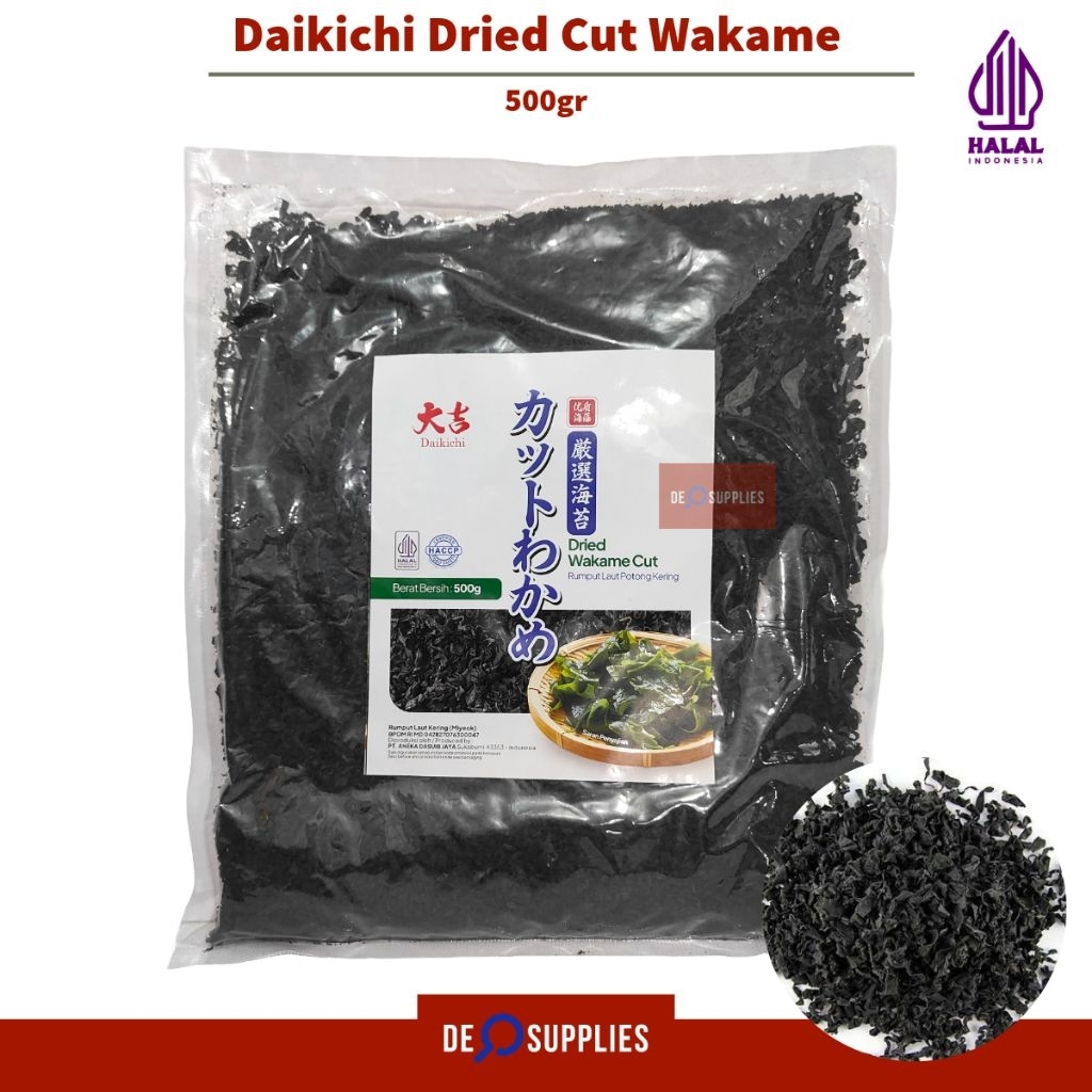 Daikichi Cut Wakame 500gr JAVA - Dried Wakame Cut Rumput Laut Miso Soup Seaweed Halal