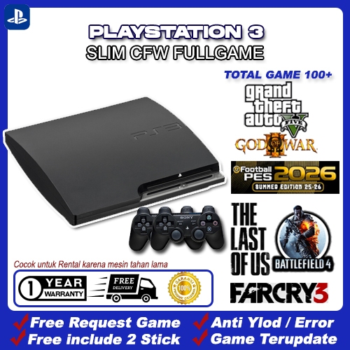 PROMO PS 3 SLIM PLAYSTATION 3 SLIM 500GB 2 STICK FREE FULL GAME BISA REQUEST Garansi 1 Tahun