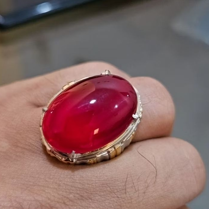 Cincin Batu Akik Natural Red Baron Pacitan Super Crystal Asli Elegan