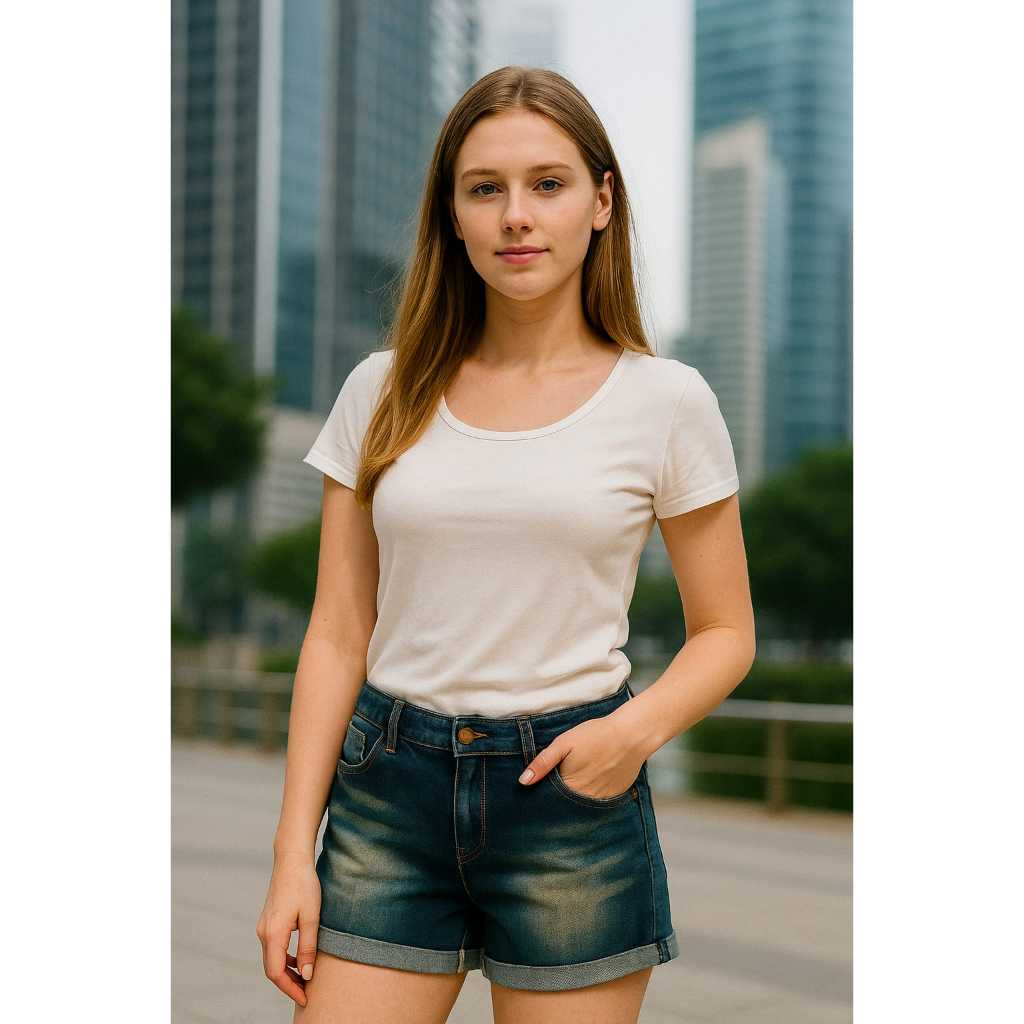 Celana Pendek Jeans Wanita Stretch Jumbo Hotpants Jeans Pinggang Karet Ripped Wisker Stylish Skinny