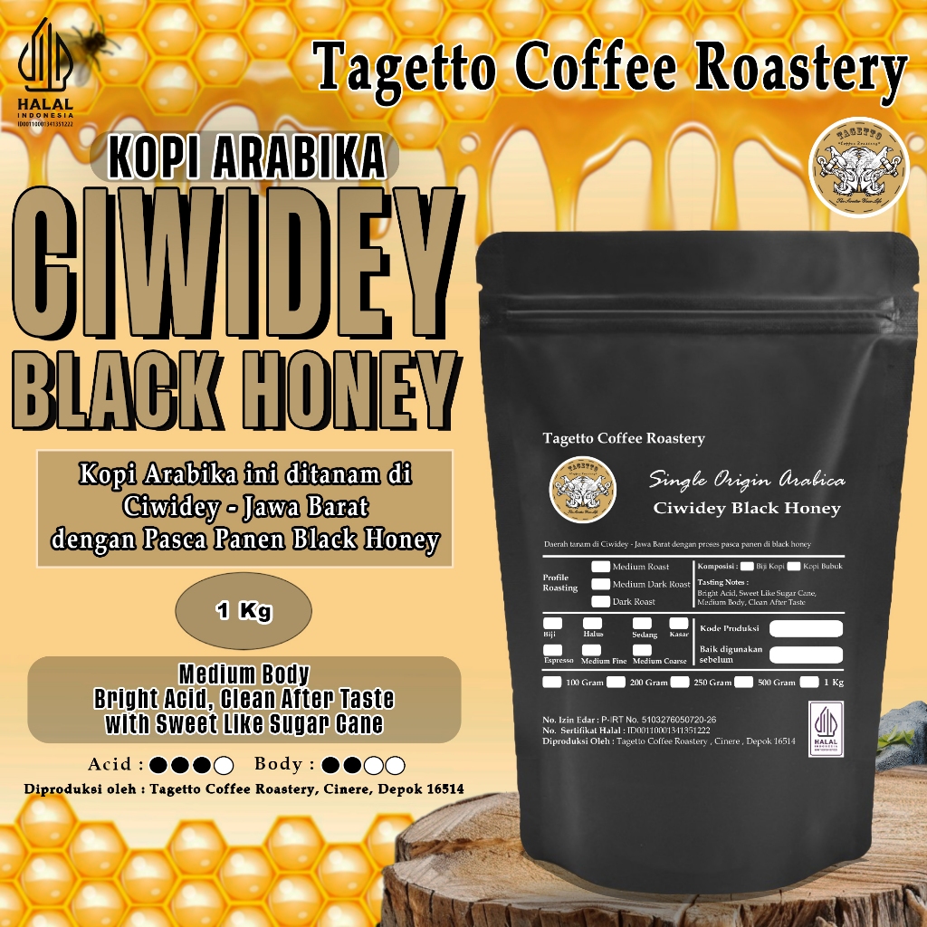 

KOPI ARABIKA CIWIDEY BLACK HONEY 1KG | ARABICA BEAN GROUND BIJI BUBUK 1 KG TAGETTO COFFEE ROASTERY