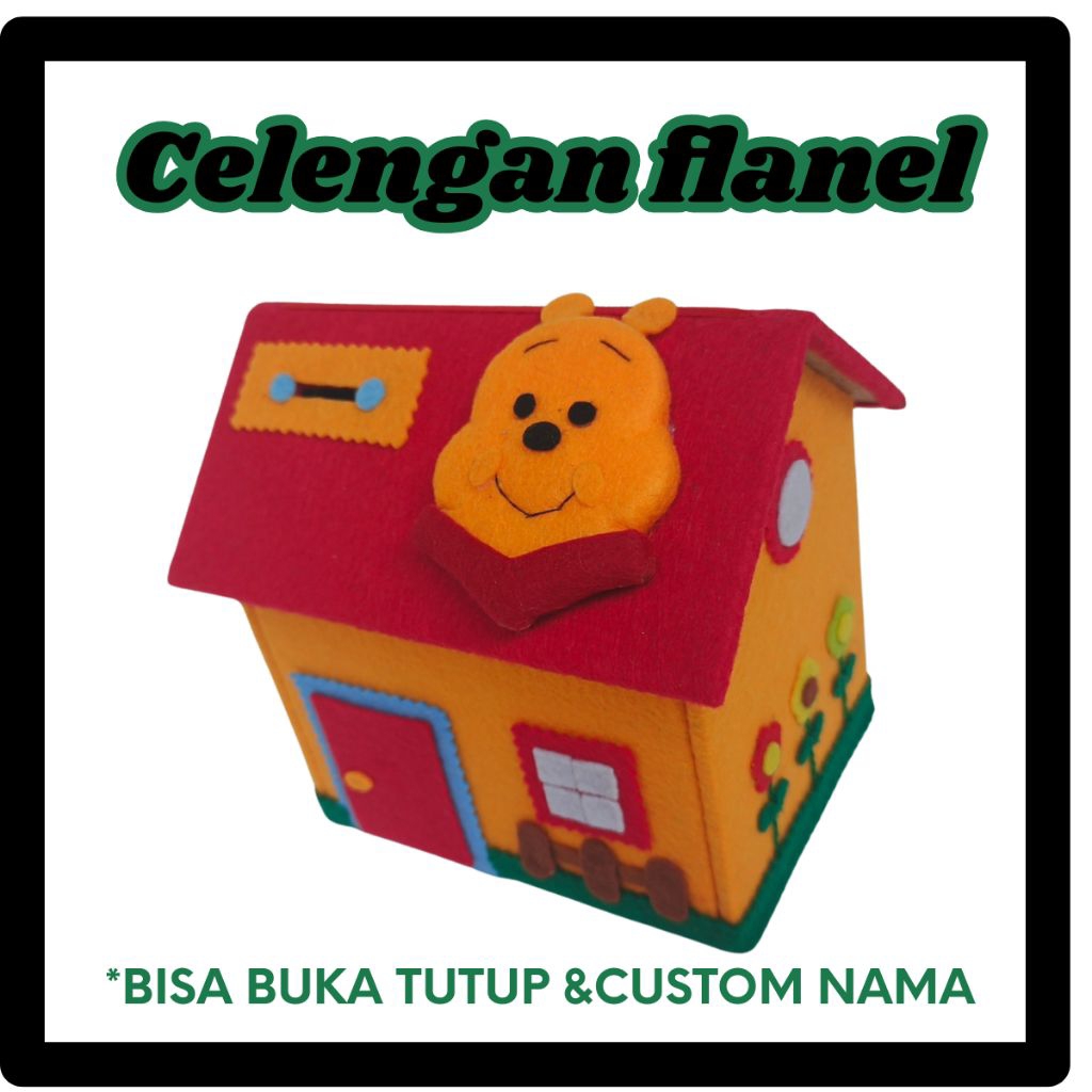 Custom Nama Anak Dan Bisa Buka Tutup Celengan Tabungan Anak Karakter Lucu Bentuk Rumah Dari Kain Fla