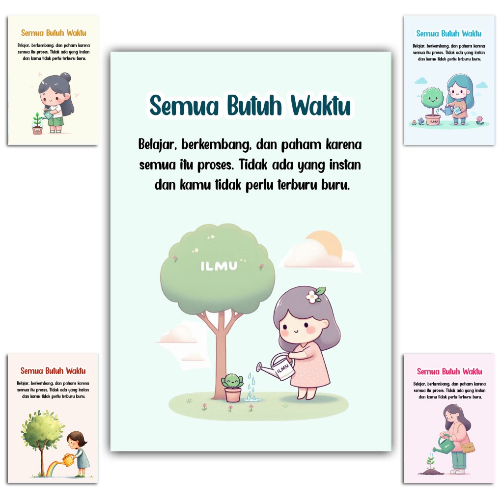 Hiasan dinding quotes size 20x14 cm SEMUA BUTUH WAKTU gantungan pajangan dinding kata kata motivasi 