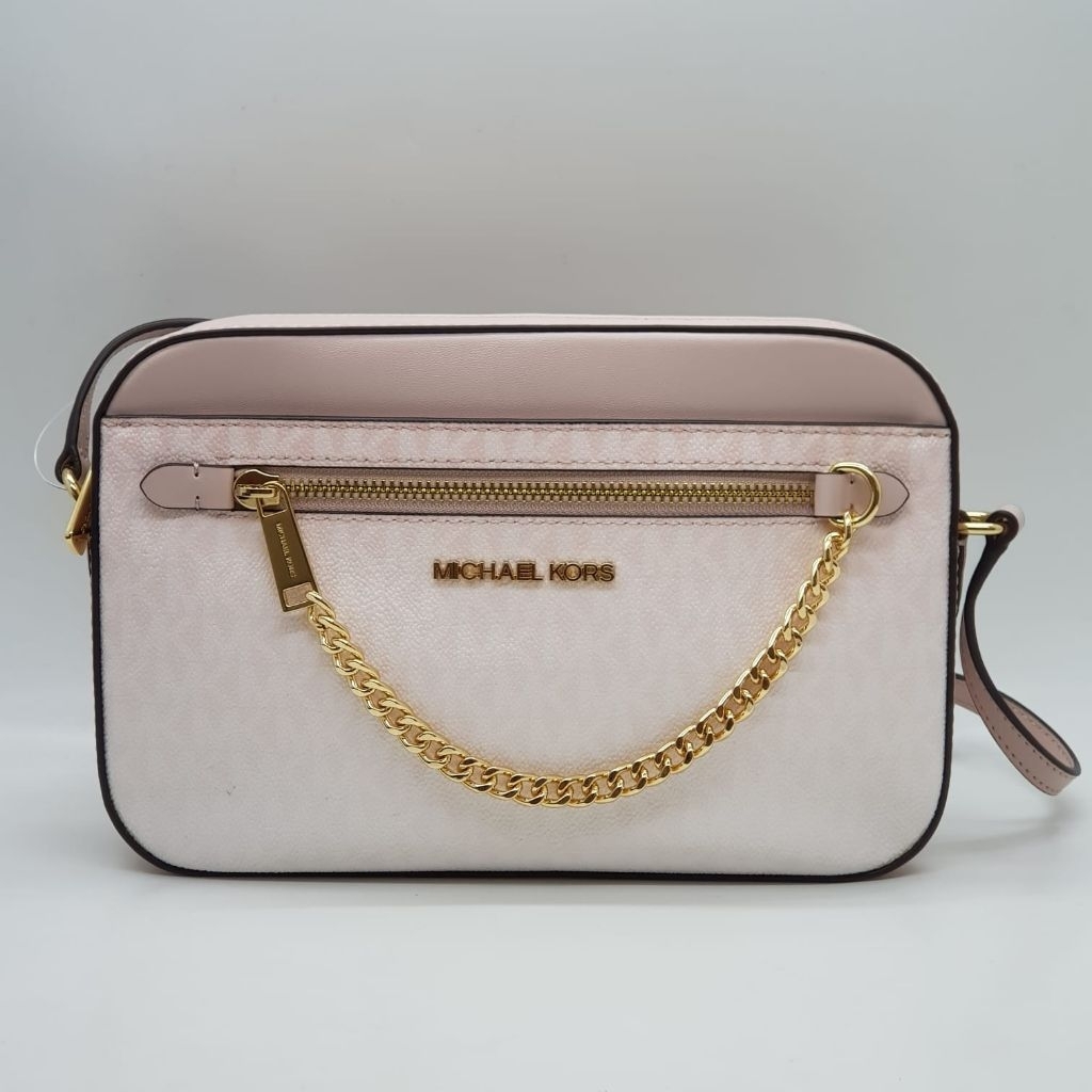 MK Jet Set Large East West Ombre Signature LogoCrossbody Bag powder blush